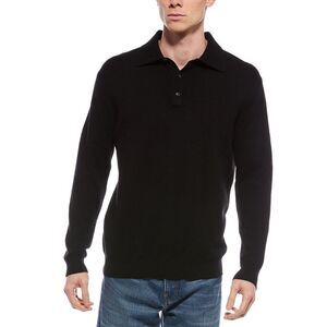 Forte Mens  Cashmere Polo Cashmere Sweater, Black